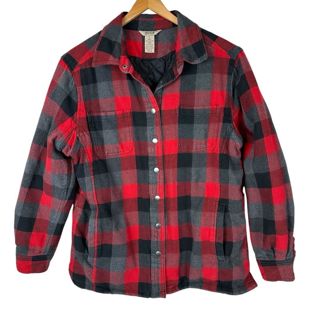 Duluth Trading Flannel Buffalo Check Plaid Snap Shacket